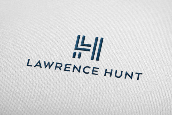 embroidered Lawrence Hunt logo design