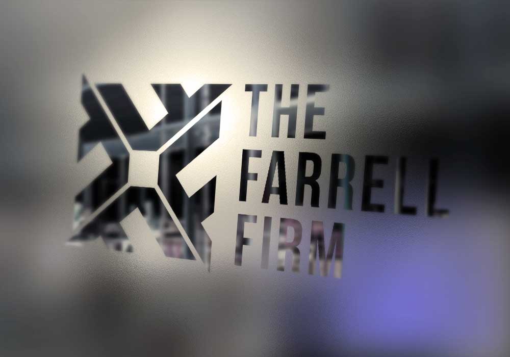 The Farrell Law Firm logo design on door