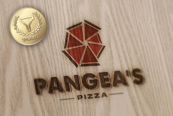 WOLDA gold award for Pangea's Pizza logo redesign