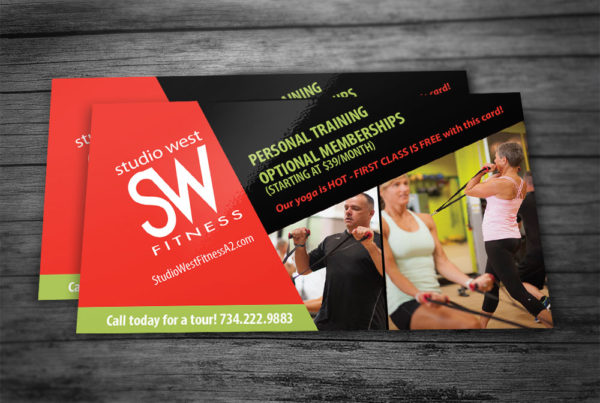 Studio West Fitness postcard design