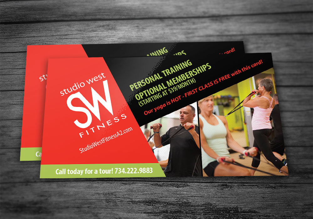 Studio West Fitness postcard design